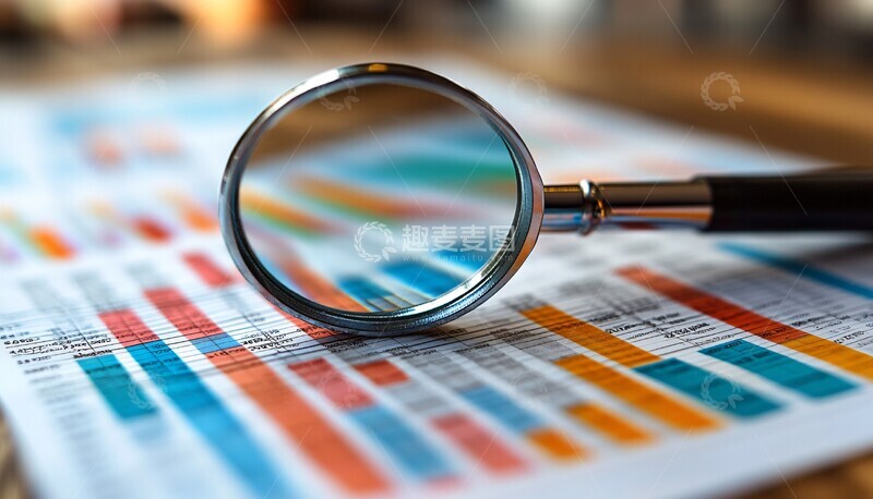 高清大图下载【趣麦麦图】放大镜与收入图表