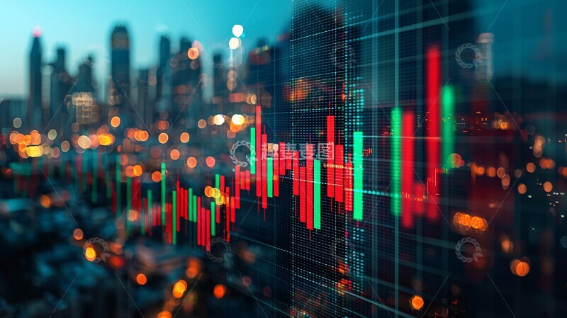 高清大图下载【趣麦麦图】股市涨跌图数字柱状图红色