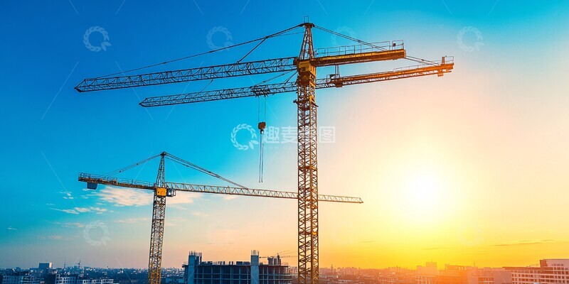 高清大图下载【趣麦麦图】双吊塔建筑工地