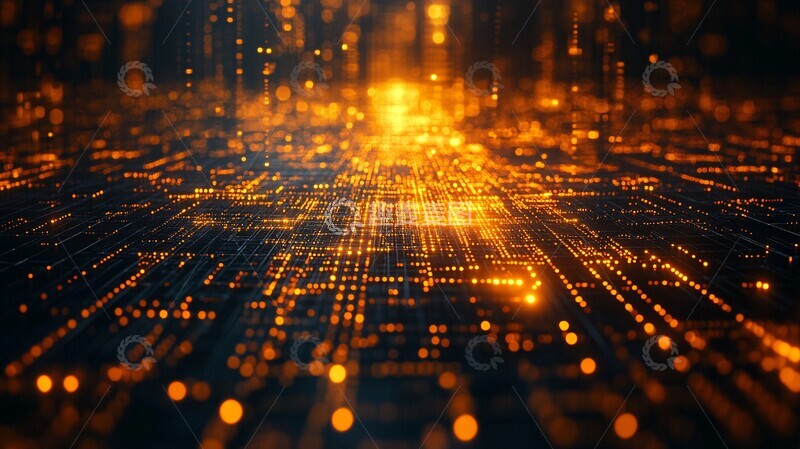 高清大图下载【趣麦麦图】黄金线条与电路