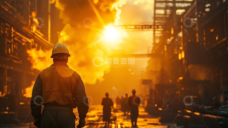 高清大图下载【趣麦麦图】钢铁工人的背影2