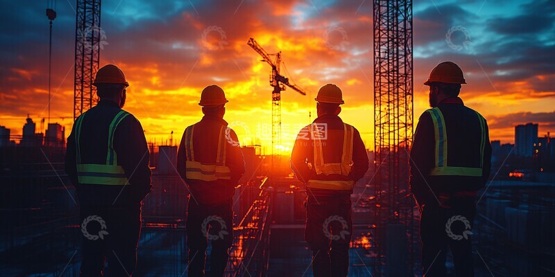 高清大图下载【趣麦麦图】工程团队施工现场1