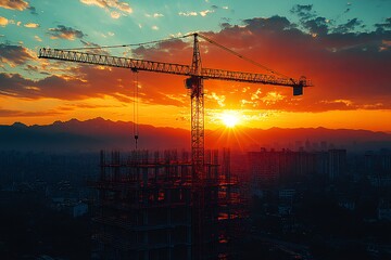 工地夕阳工地夕阳吊车1