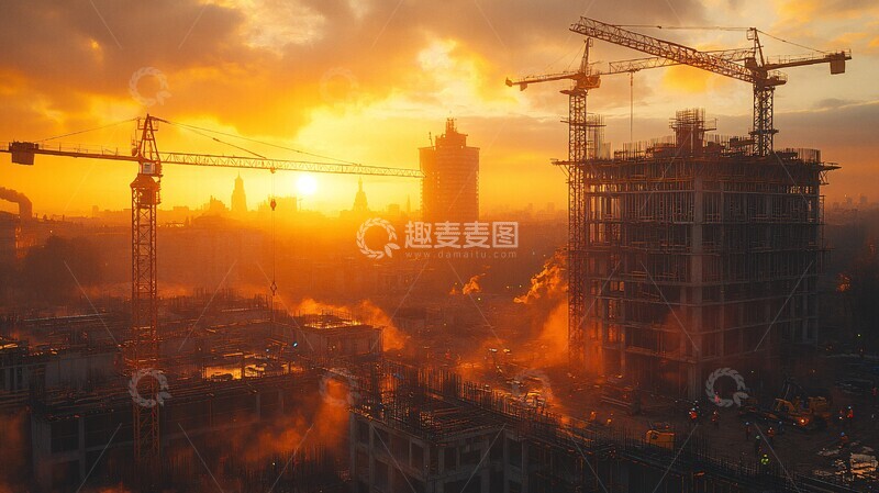 高清大图下载【趣麦麦图】建设中的高层建筑