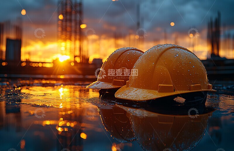 高清大图下载【趣麦麦图】施工现场头盔