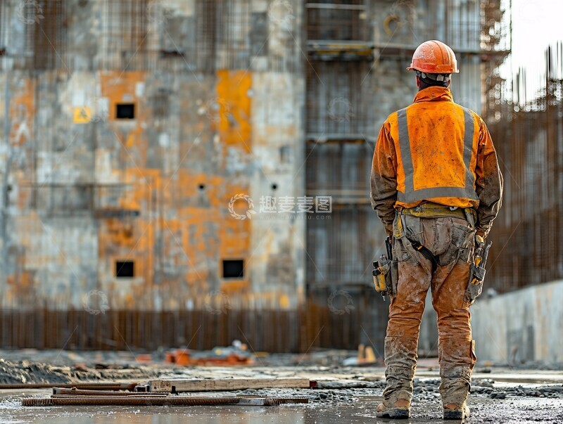 高清大图下载【趣麦麦图】孤独的建筑工人