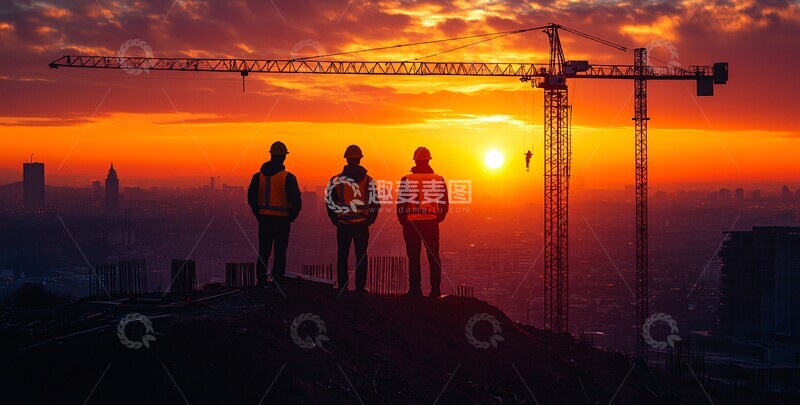 高清大图下载【趣麦麦图】工人施工背影
