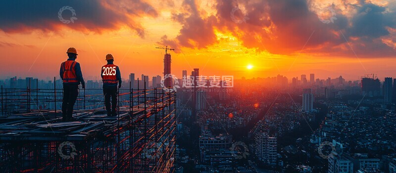 高清大图下载【趣麦麦图】工人在脚手架上1