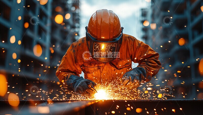 高清大图下载【趣麦麦图】焊接工人施工现场