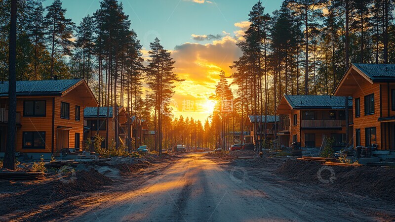 高清大图下载【趣麦麦图】夏日建房背景图1