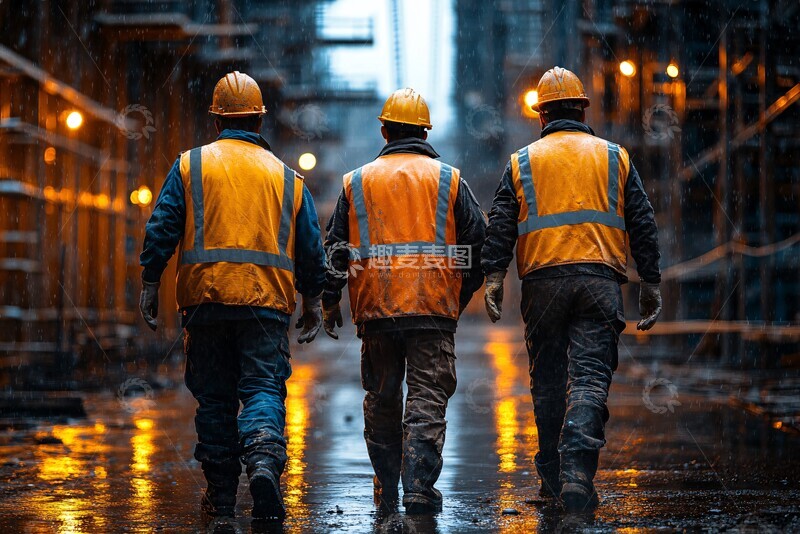 高清大图下载【趣麦麦图】施工队在新建楼前