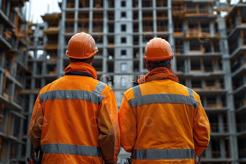 高清大图下载【趣麦麦图】施工队在新建楼前1