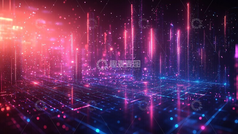 高清大图下载【趣麦麦图】蓝色紫色建筑线