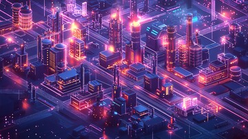 创新城市低多边形紫色白色