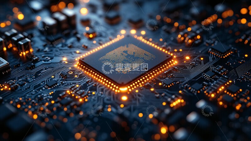 高清大图下载【趣麦麦图】芯片电路蓝背景