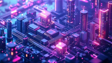 创新城市低多边形紫色白色1