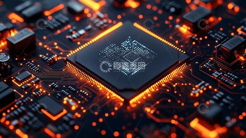 高清大图下载【趣麦麦图】芯片电路蓝背景1