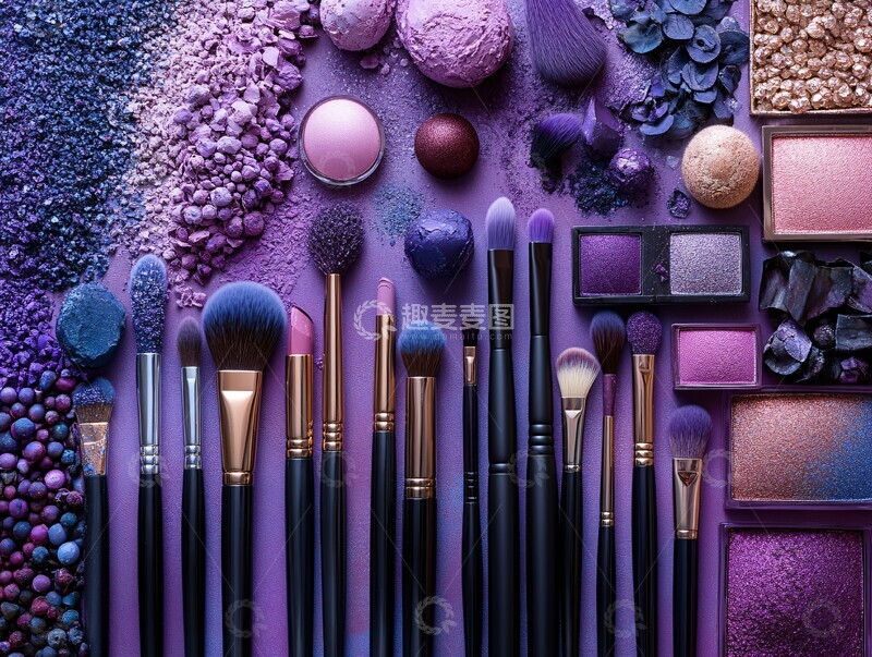 高清大图下载【趣麦麦图】-紫色氛围化妆工具2
