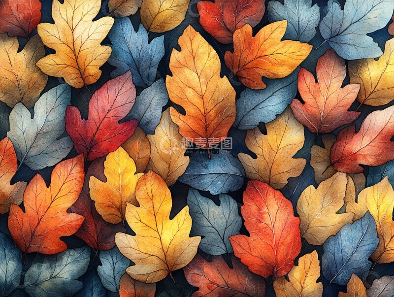 高清大图下载【趣麦麦图】秋日叶片集秋日叶片水彩1