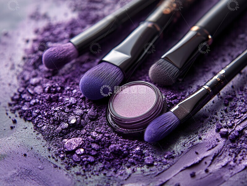 紫色氛围化妆工具
