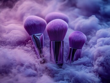 紫色化妆刷排列
