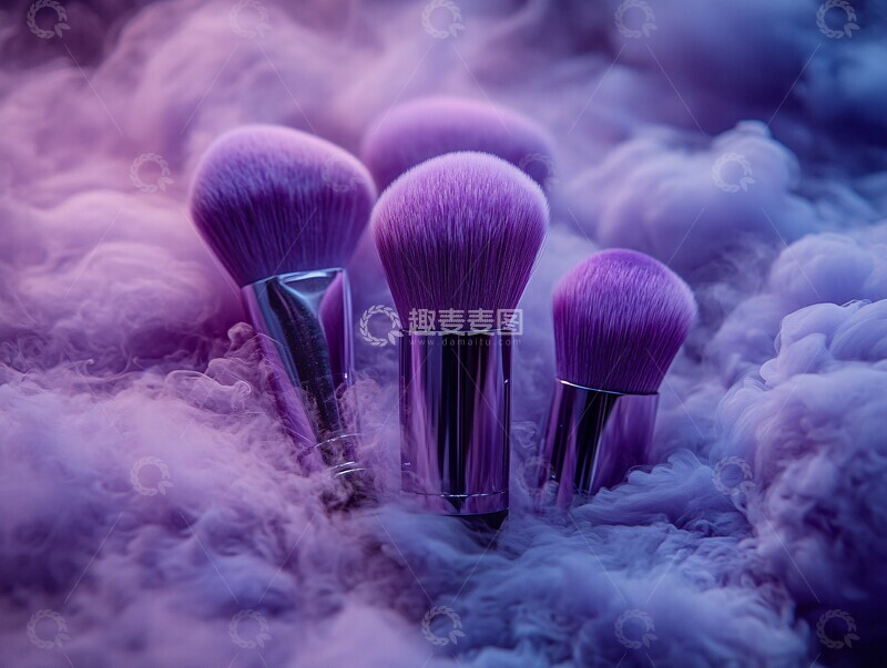 高清大图下载【趣麦麦图】紫色化妆刷排列