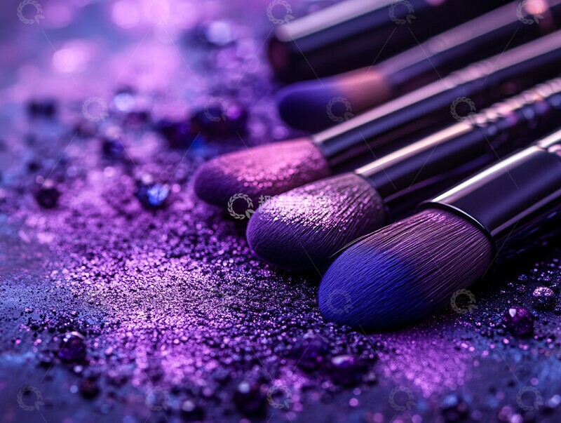 高清大图下载【趣麦麦图】-紫色氛围化妆工具1