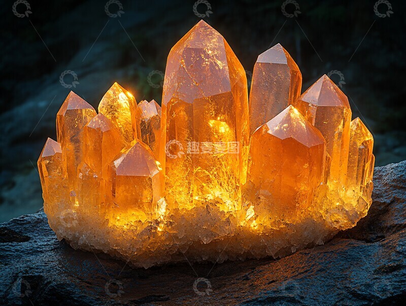 高清大图下载【趣麦麦图】金透石英晶体群2