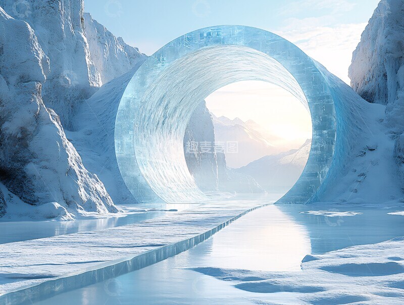 高清大图下载【趣麦麦图】圆环与冰蓝景观1