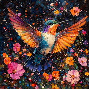 蜂鸟飞舞花丛间1