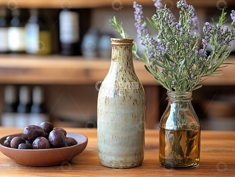 高清大图下载【趣麦麦图】手工陶瓷橄榄油瓶1