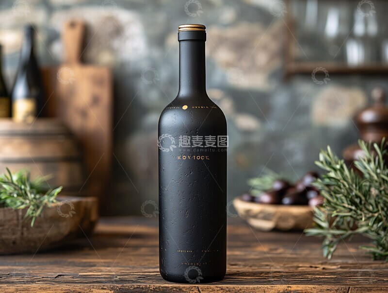 高清大图下载【趣麦麦图】黑色玻璃瓶装橄榄油