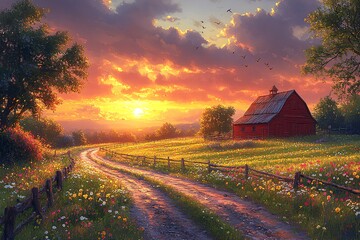 农场日出红农场日出绿色2