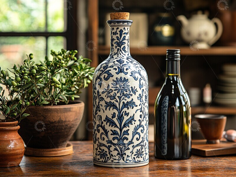 高清大图下载【趣麦麦图】橄榄油陶瓷瓶1