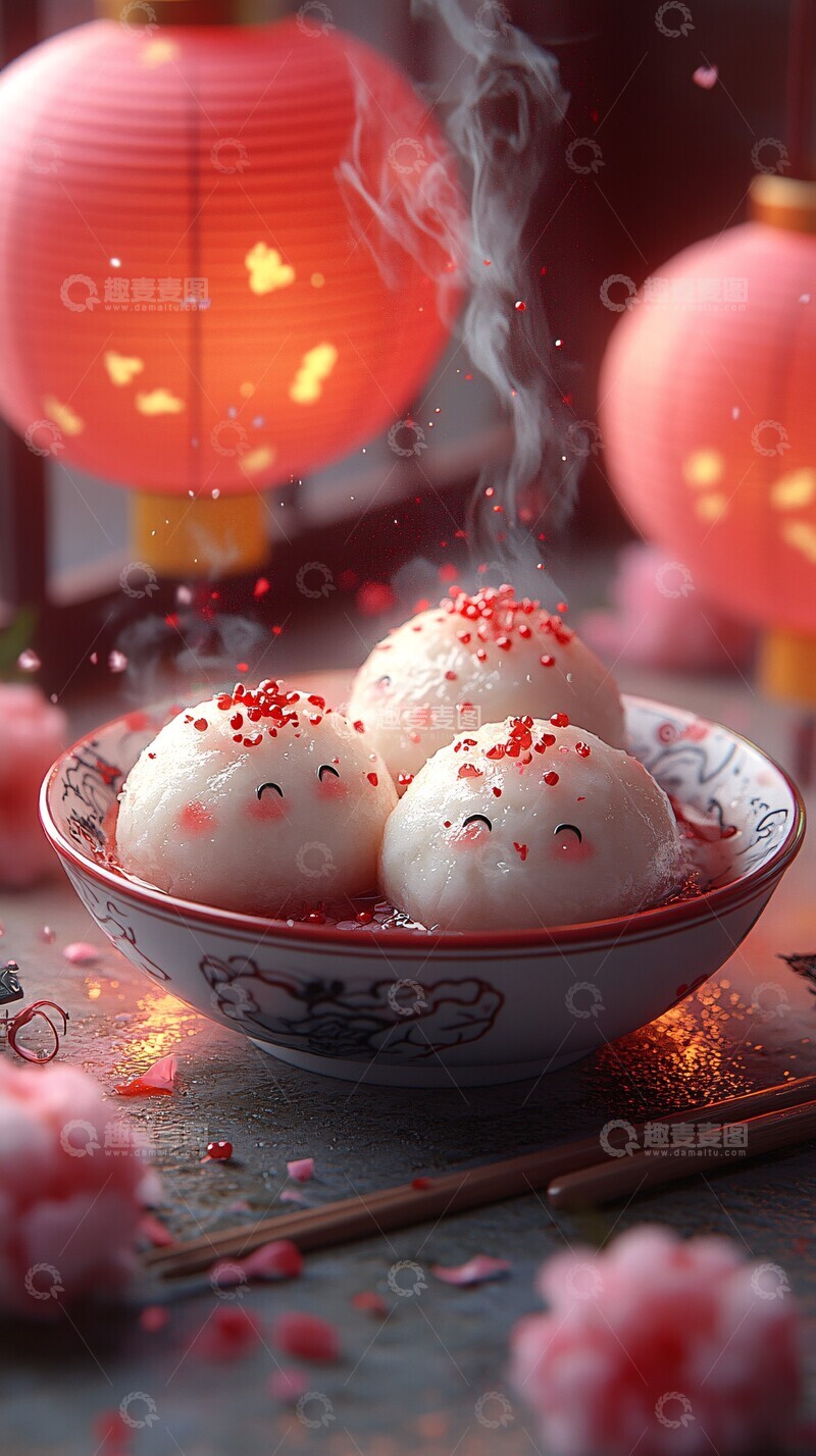 高清大图下载【趣麦麦图】灯笼汤圆卡通图