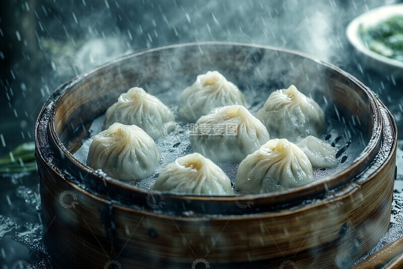 高清大图下载【趣麦麦图】小笼包竹制蒸笼1