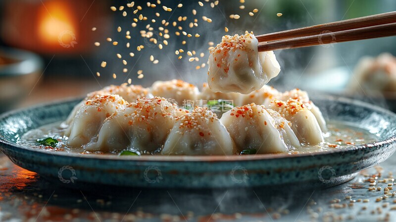 高清大图下载【趣麦麦图】芝麻飞舞的抓饺瞬间