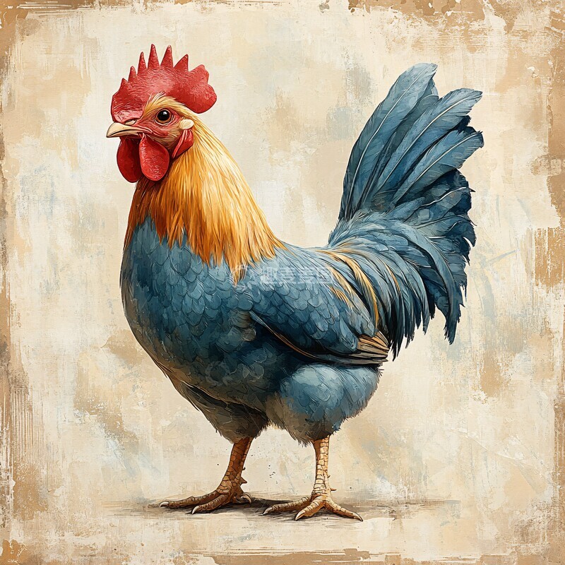 高清大图下载【趣麦麦图】鸡简单色块水彩