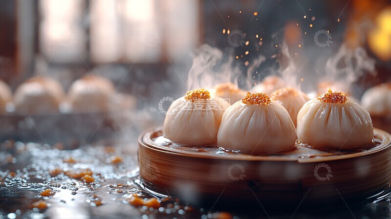 高清大图下载【趣麦麦图】蒸包特写阳光照2