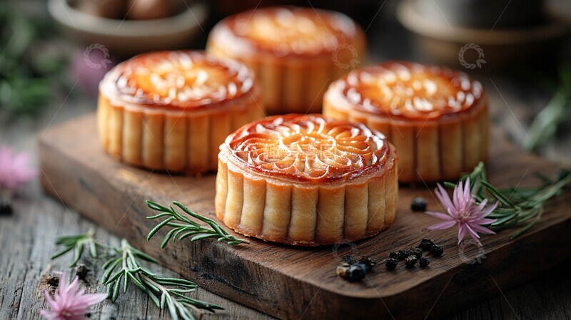 高清大图下载【趣麦麦图】中秋月饼摆盘1