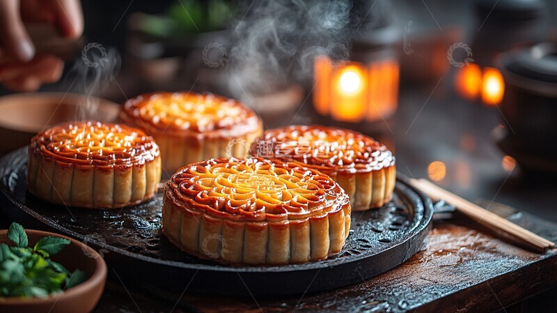 高清大图下载【趣麦麦图】中秋月饼与灯笼1