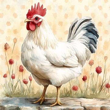 鸡简单色块水彩1