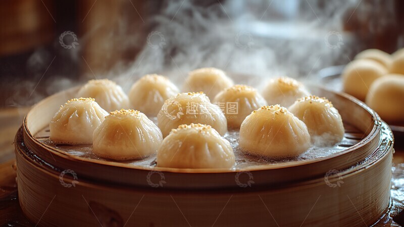 高清大图下载【趣麦麦图】蒸包特写阳光照1