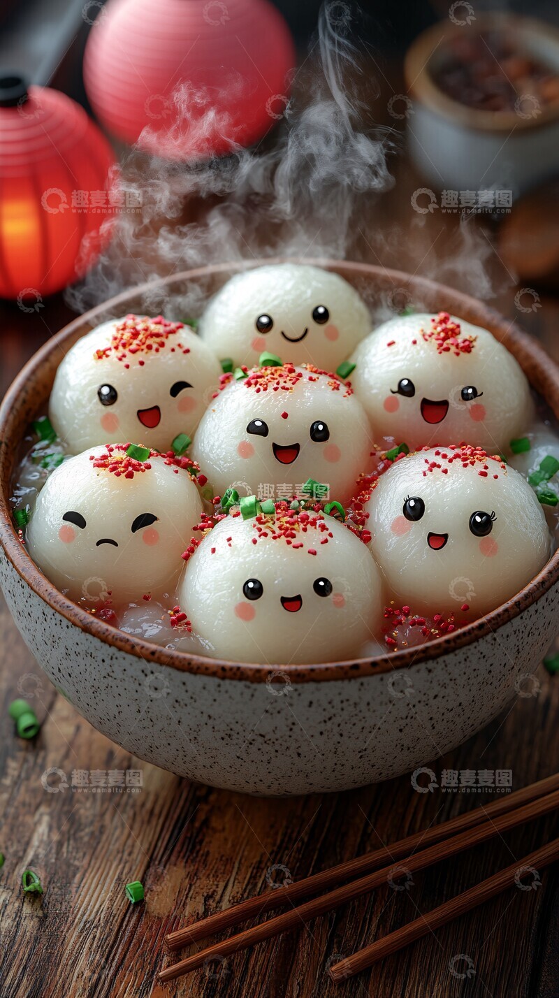 高清大图下载【趣麦麦图】灯笼汤圆卡通图1