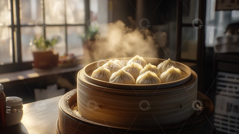 高清大图下载【趣麦麦图】小笼包竹蒸笼美食