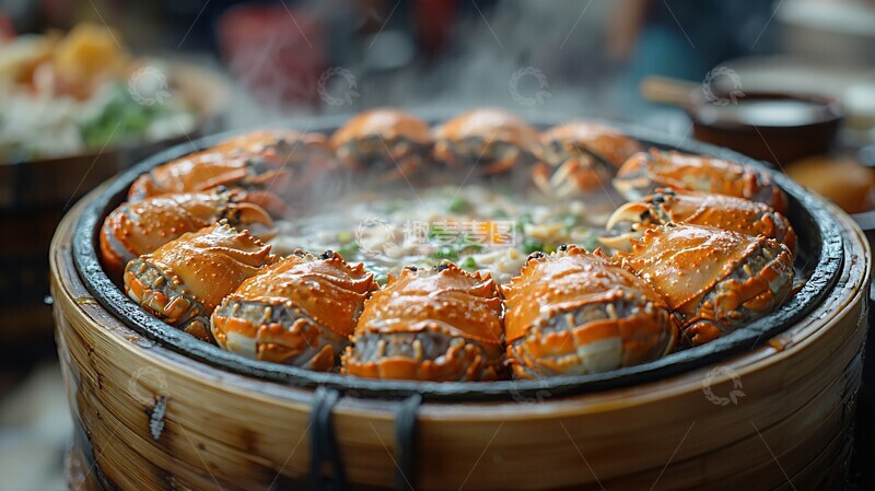 高清大图下载【趣麦麦图】蒸螃蟹与醋碟