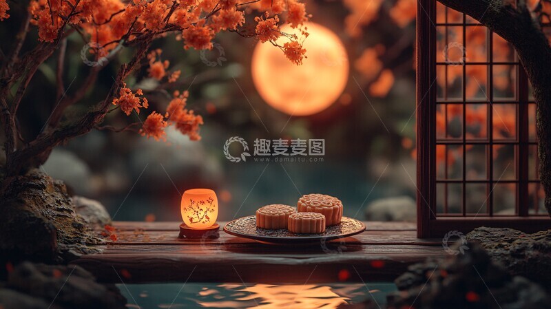 高清大图下载【趣麦麦图】月饼桌面月光摄影1