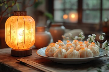 木桌上的饺子1