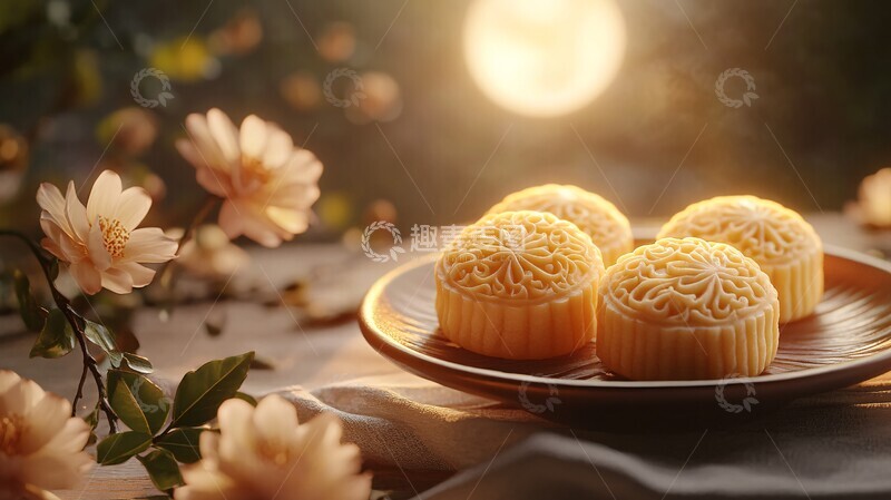 高清大图下载【趣麦麦图】月饼桌面月光摄影