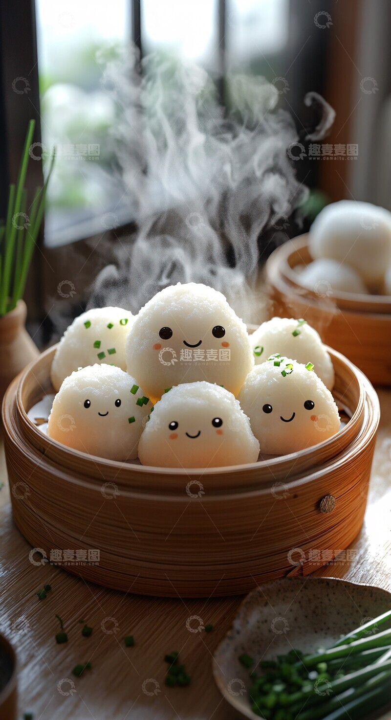 高清大图下载【趣麦麦图】竹篮蒸饺阳光窗景